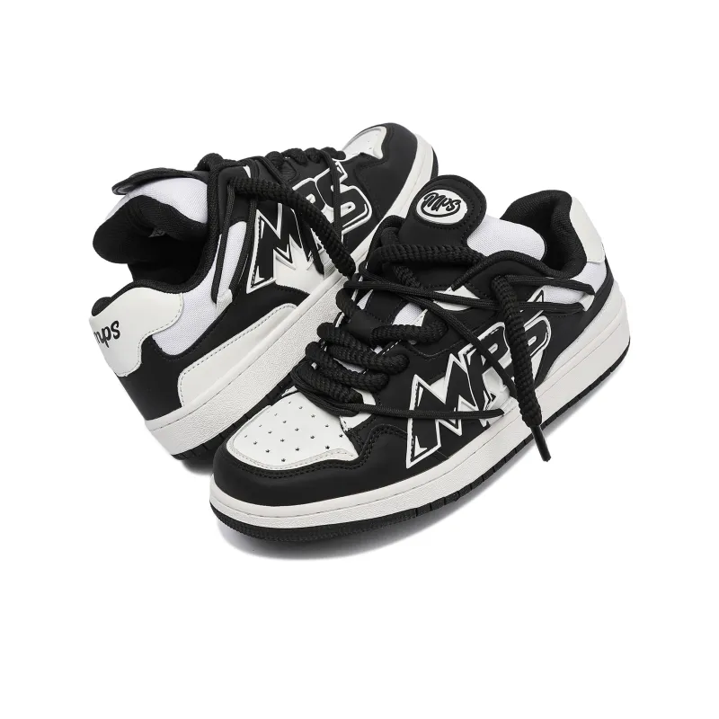 MR.PESIN Low Top Skateboard Shoes Unisex Black White-2