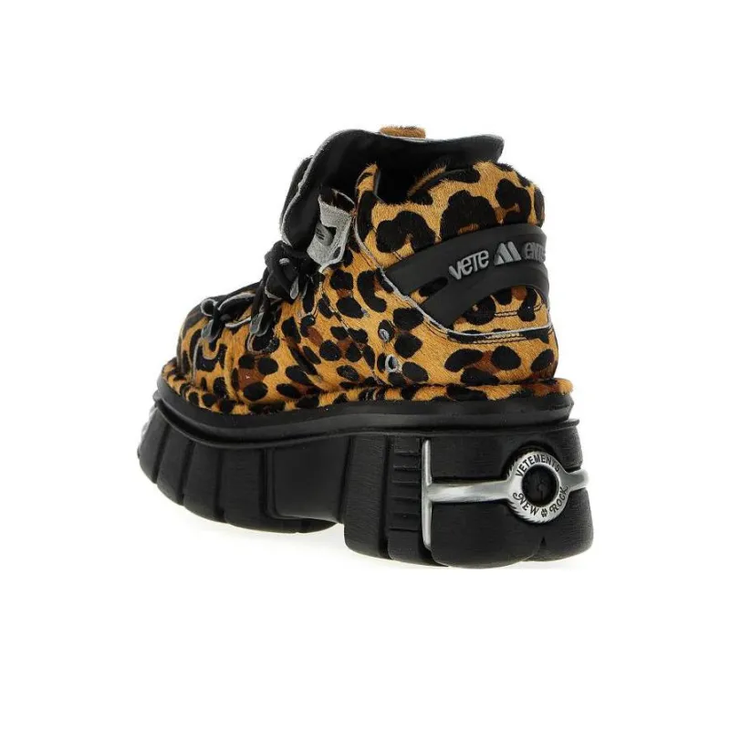 NEW ROCK x Vetements Wear-Resistant Mid-Top Casual Shoes Men's Leopard-2