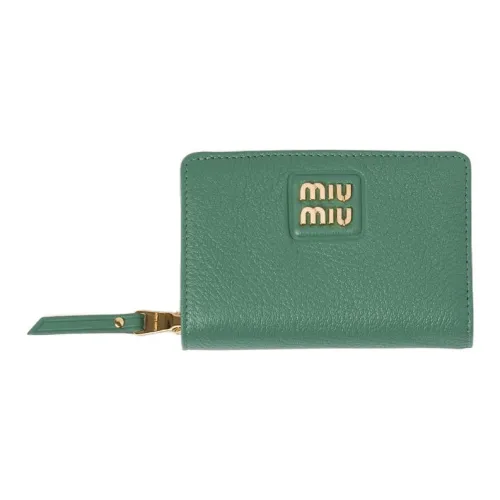 MIU MIU Leather Wallet Small Size Women's Sage Green