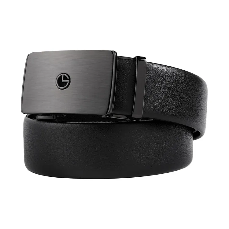 GOLDLION Top Layer Cow Leather Belts Unisex Black 3.5CM-1