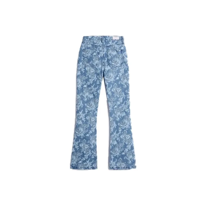 GAP X LoveShackFancy High Rise Floral '70s Flare Jeans With Washwell Indigo Flowers-1