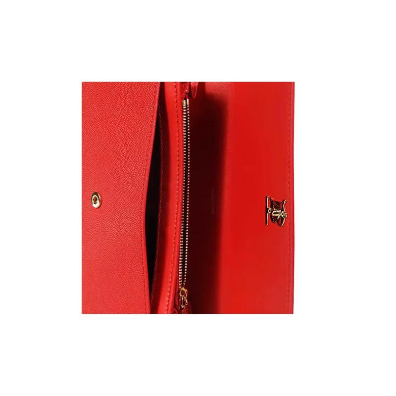 Burberry Grained Lambskin Card Holder Wallet Regular Women's Red-4