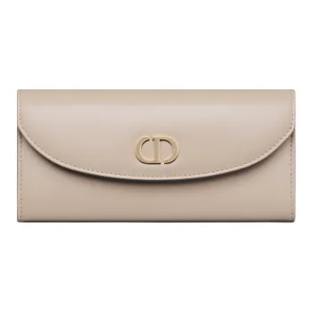 DIOR 30 Montaigne Calfskin Wallet Women's Pink Beige