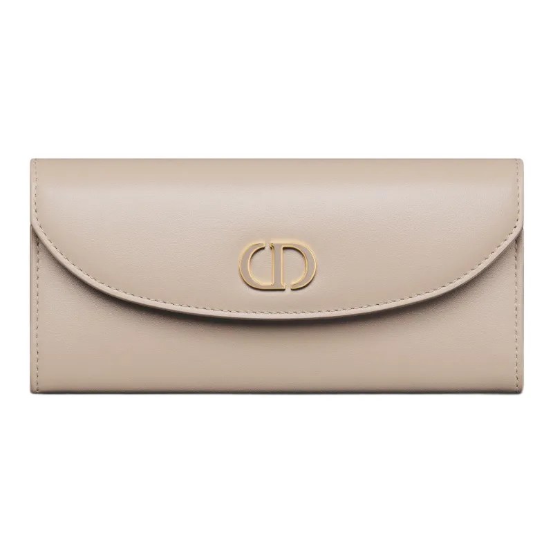 DIOR 30 Montaigne Calfskin Wallet Women's Pink Beige-0