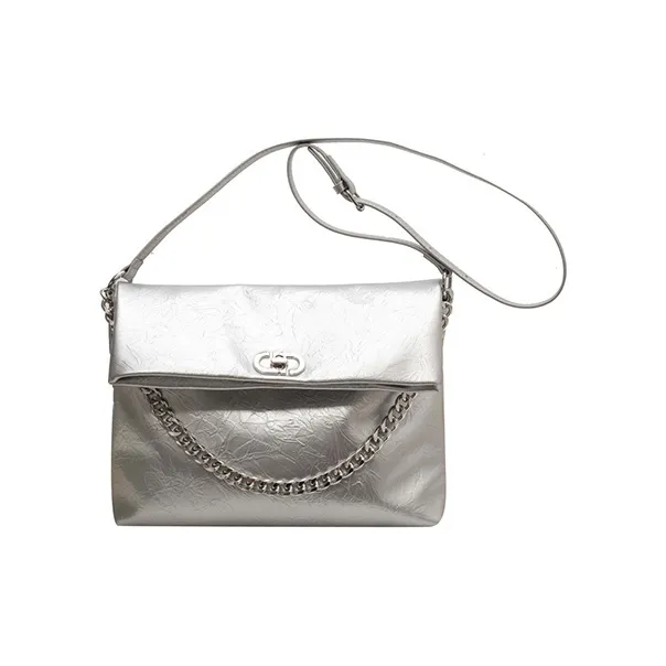 JANE KLAIN PU Messenger Bag Shoulder Bag Crossbody Bag Large Size Women's White/Silver-0