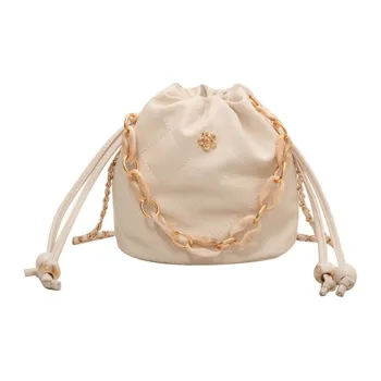 JANE KLAIN PU Textured Bucket Bag Regular Women's White/Yellow