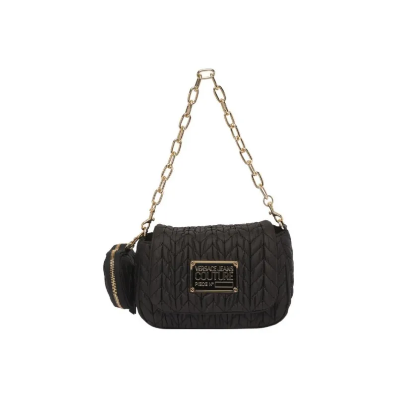 VERSACE JEANS COUTURE Artificial Leather Portable Crossbody Bag, Shoulder Bag Women's Black-0