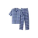 [Wang Yibo Same Style-Men's Pants Edition]Gray Blue Checkered