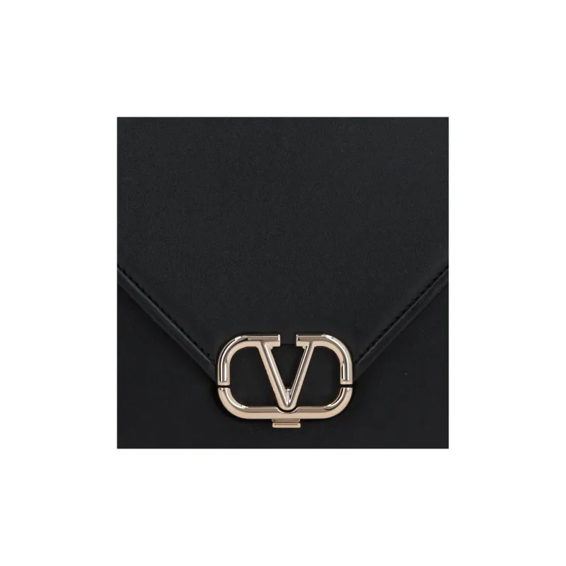 Valentino Smooth Calf Leather Shoulder Bag Women's Black-3