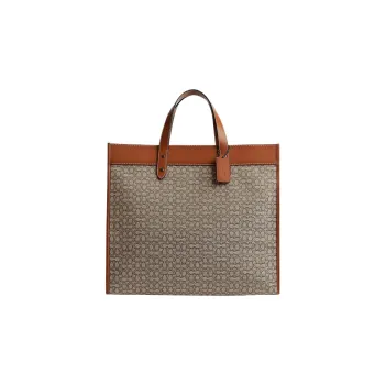 COACH Field Fabric With Calfskin Tote Canvas Bag, Shopping Bag, Shoulder Bag, Crossbody Bag, Handbag Tubas Men's Brown