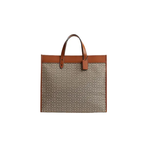 COACH Field Fabric With Calfskin Tote Canvas Bag, Shopping Bag, Shoulder Bag, Crossbody Bag, Handbag Tubas Men's Brown