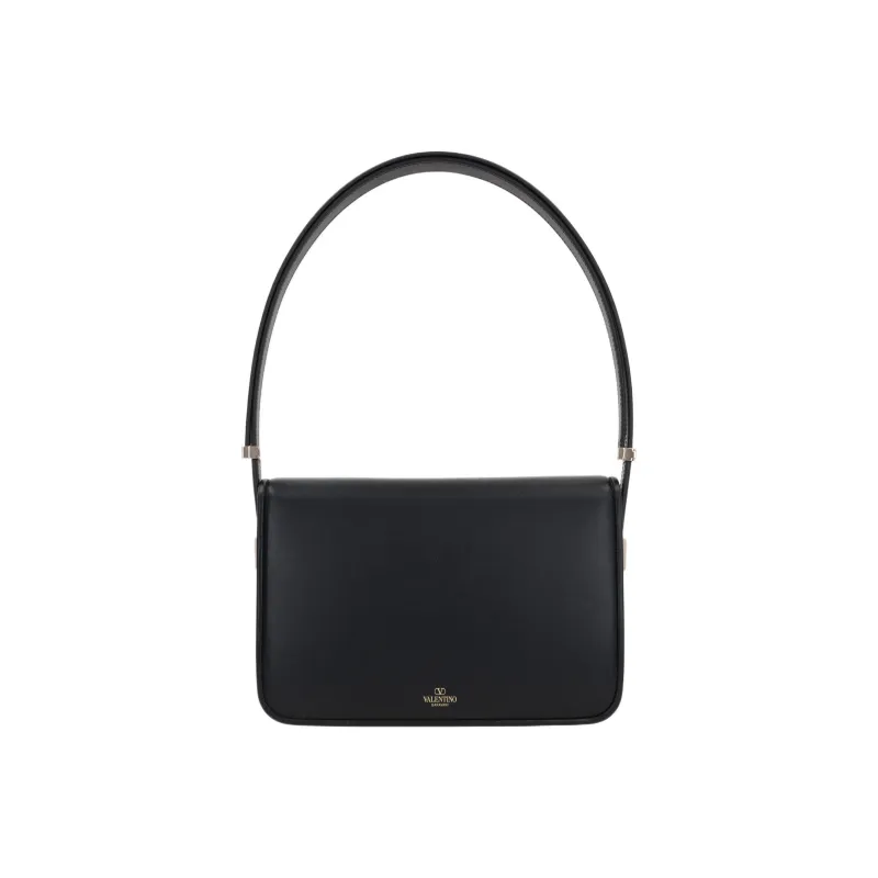 Valentino Smooth Calf Leather Shoulder Bag Women's Black-2