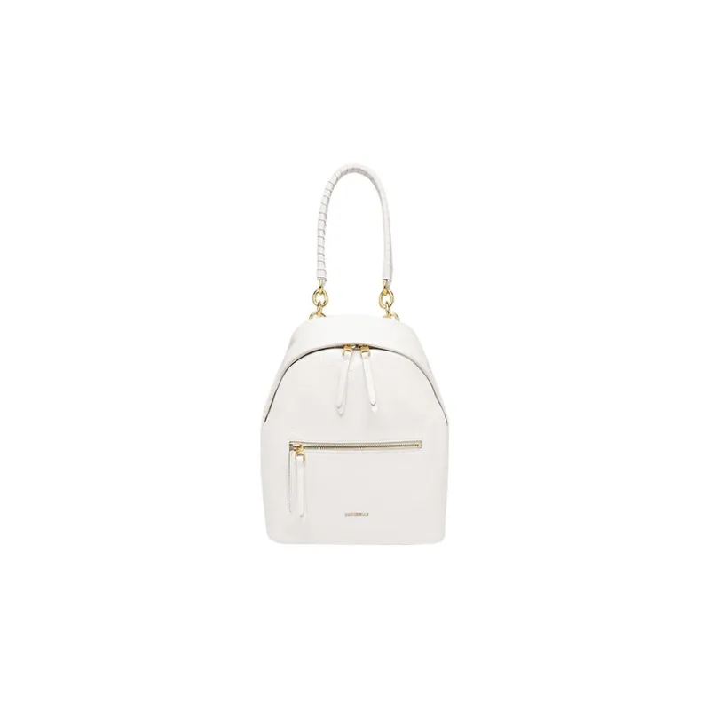 COCCINELLE Grained Cow Leather Handbag Shoulder Bag Backpack Medium Size Women's White-0