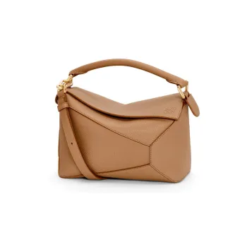 LOEWE Soft Grained Calfskin Shoulder Bag Crossbody Bag Handbag Small Size Women's Toffee Color
