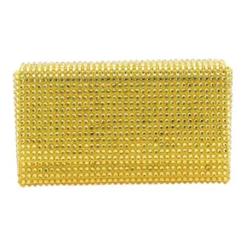 AMINA MUADDI Crystal Accented Satin One Shoulder Crossbody Clutches Women's Gold