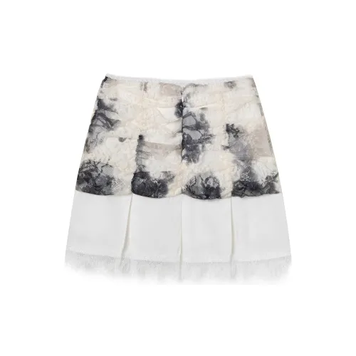 Les Fortes Casual Short Skirts Women's Ink-Wash White