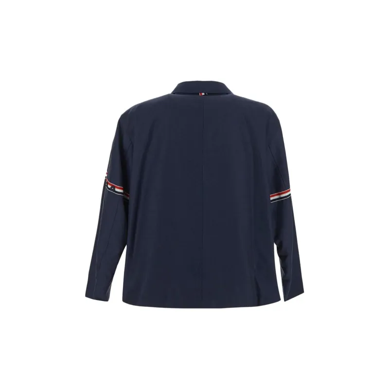 THOM BROWNE Signature Stripe Detailed Long Sleeved Shirt Jacket-1