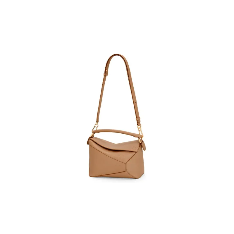 LOEWE Soft Grained Calfskin Shoulder Bag Crossbody Bag Handbag Small Size Women's Toffee Color-1