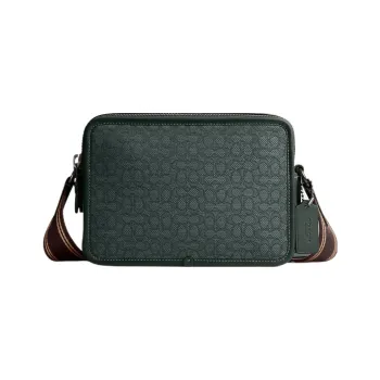 COACH Charter Jacquard With Calfskin Small Square Bag Camera Bag Shoulder Bag Crossbody Bag Medium Size Men's Green