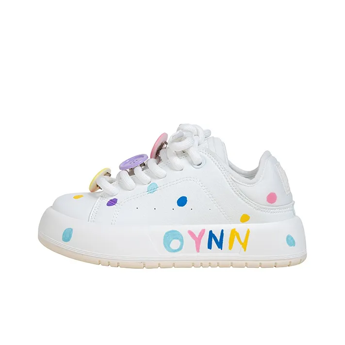 OYNN Young Baby Series Aaah Girlish Shoes Anti Slip Wear Resistant Low Top Skateboard Shoes Women's Beige-1