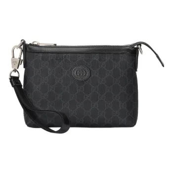 GUCCI Canvas With Leather Canvas Bag Messenger Bag Shoulder Bag Crossbody Bag Men's Black