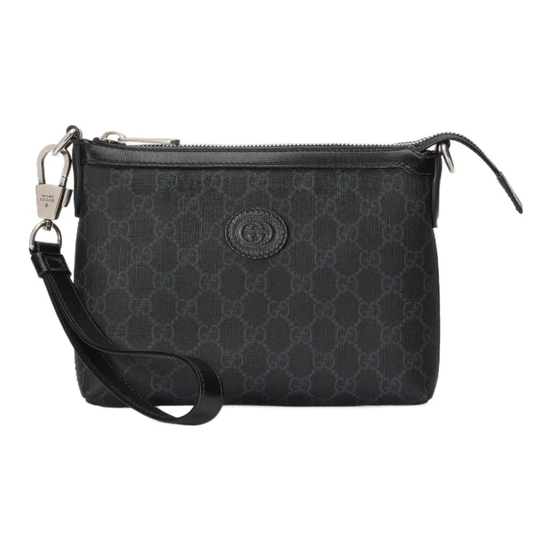 GUCCI Canvas With Leather Canvas Bag Messenger Bag Shoulder Bag Crossbody Bag Men's Black-0