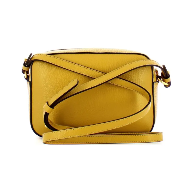COCCINELLE Grain Leather Camera Bag, Shoulder Bag, Crossbody Bag Trumpets Women's Yellow-2