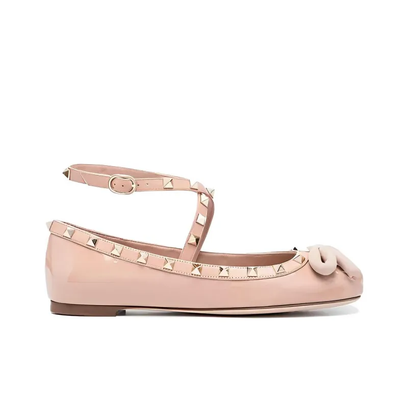 Valentino Garavani Rockstud Round Toe Ballerina Shoes Women's-1