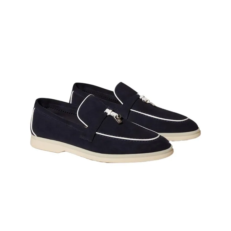 Loro Piana Summer Charms Walk Loafers Women's Marine Blue-2