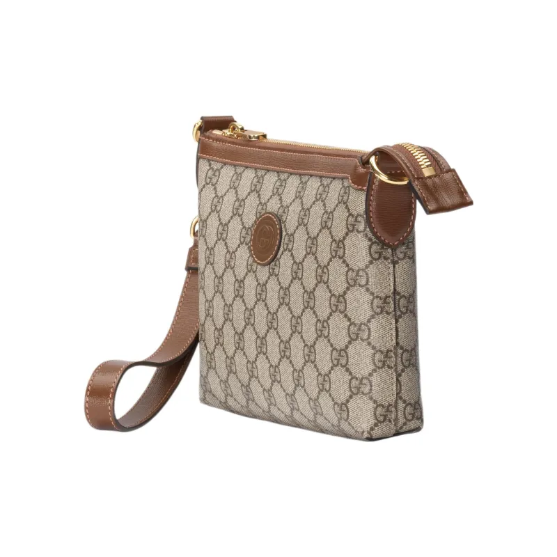 GUCCI Canvas With Leather Canvas Bag Messenger Bag Shoulder Bag Crossbody Bag Men's Brown-1