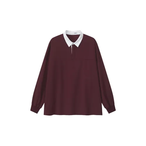 YOSHIYOYI Polo Shirts Unisex Burgundy