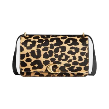 COACH Bandit Calfskin With Glove Tanned Leather Envelope Bag, Crossbody Bag, Shoulder Bag Women's Black & Yellow