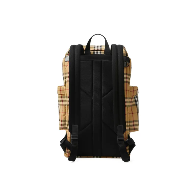 Burberry Calfskin Trim Backpack Men's Beige-2