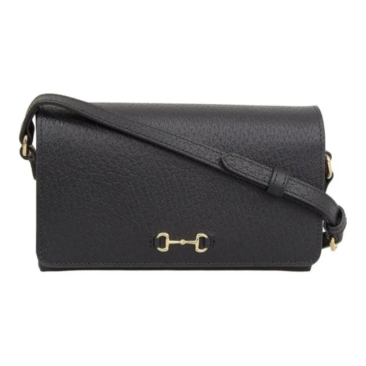 GUCCI Leather Shoulder Bag, Crossbody Bag Regular Women's Black-0
