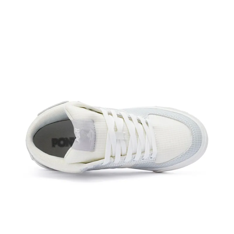 PONY Atop Slip Resistant Cushioning Coverage Mid Top Skateboard Shoes Unisex Gray White-2