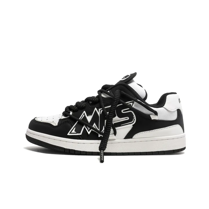 MR.PESIN Low Top Skateboard Shoes Unisex Black White-0
