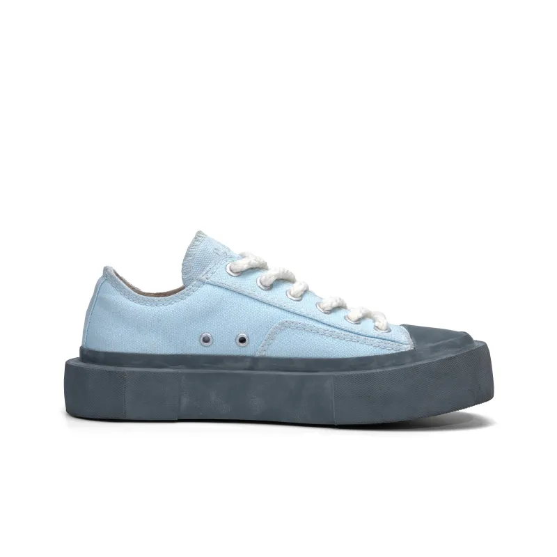 CROOKED CARD Low Top Canvas Shoes Unisex Sky Blue-1