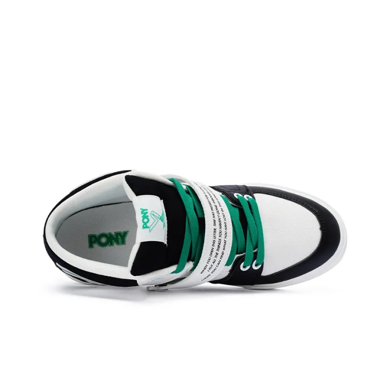 PONY Atop Anti Slip Wear Resistant Low Top Skateboard Shoes Unisex Black White-2