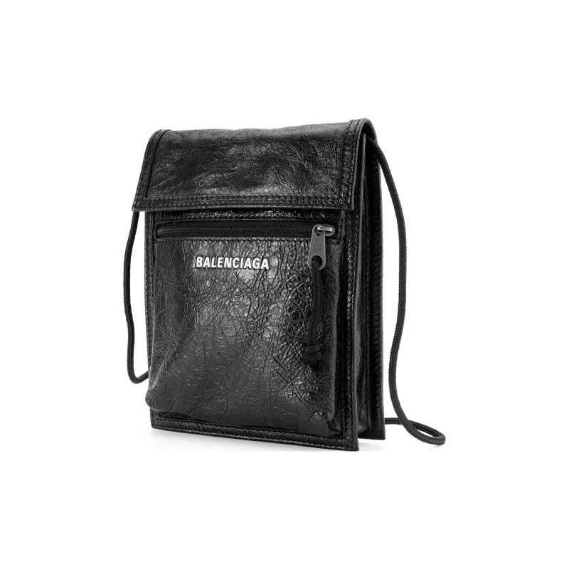 Balenciaga Explorer Sheepskin Cell Phone Pouch, Shoulder Bag, Crossbody Bag Trumpets Men's Black-2