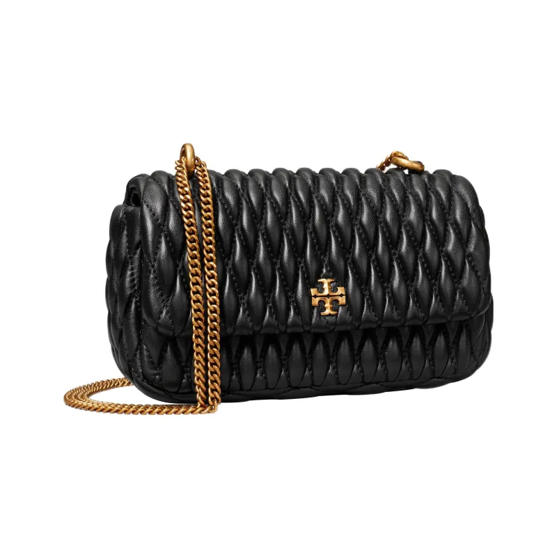 TORY BURCH Kira Nappa Leather Portable Crossbody Bag, Shoulder Bag Mini Women's Black & Gold-1