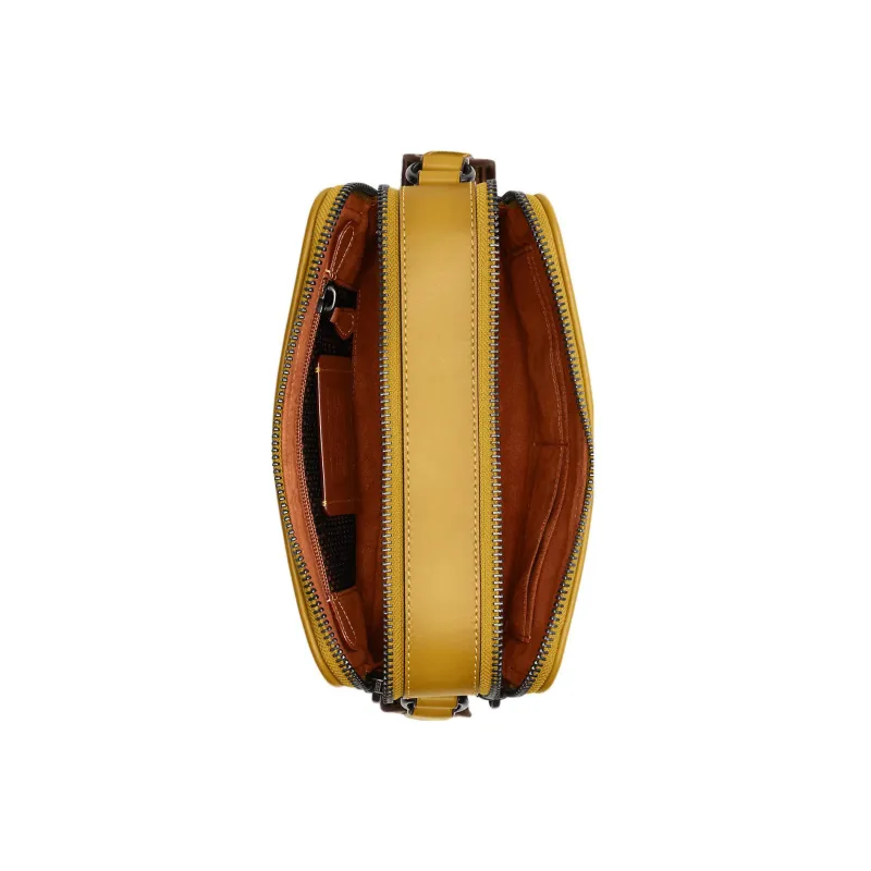 COACH Charter Jacquard With Calfskin Small Square Bag Camera Bag Shoulder Bag Crossbody Bag Medium Size Men's Yellow-3