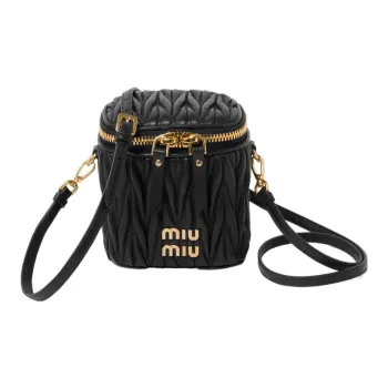 MIU MIU Nappa Leather Clutches Shoulder Bag Crossbody Bag Mini Women's Black