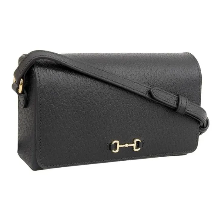 GUCCI Leather Shoulder Bag, Crossbody Bag Regular Women's Black-1