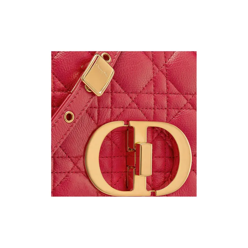 DIOR Caro Soft Cow Leather Handbag Shoulder Bag Crossbody Bag Small Size Women's Overripe Red-4