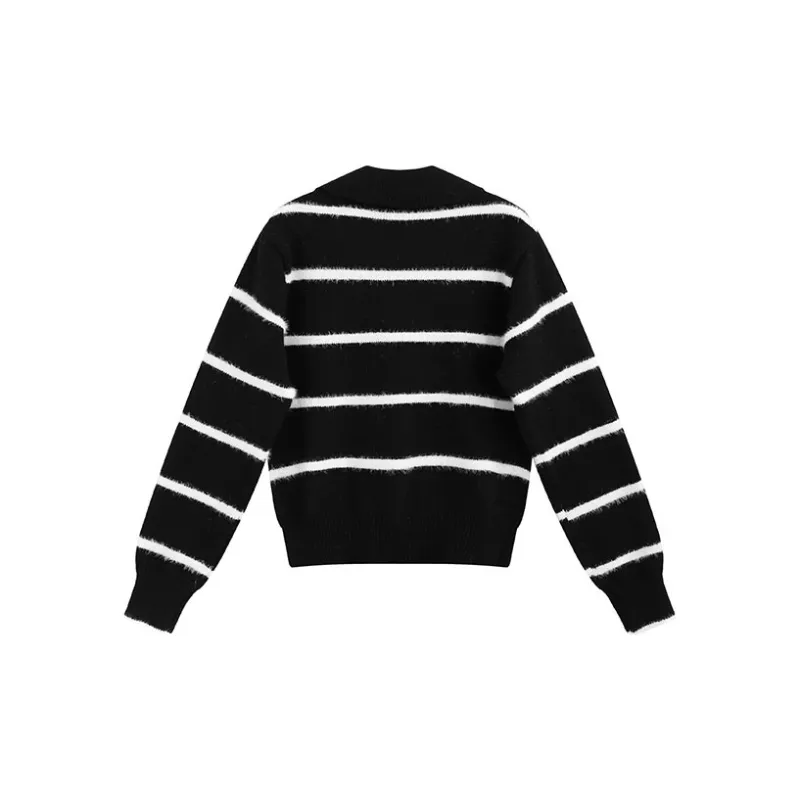 Garbege Knitwear Women's Black White Stripes-1