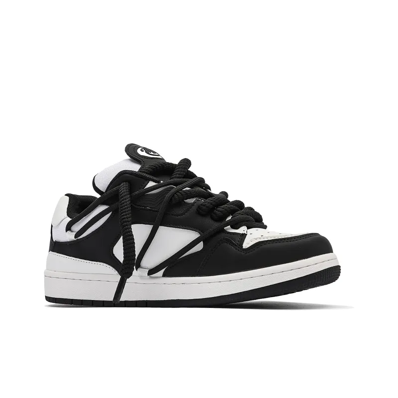 MR.PESIN Low Top Skateboard Shoes Unisex Black White-1