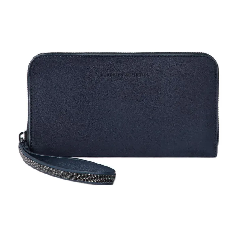 Brunello Cucinelli Suede Wallet Women's Marine Blue-0