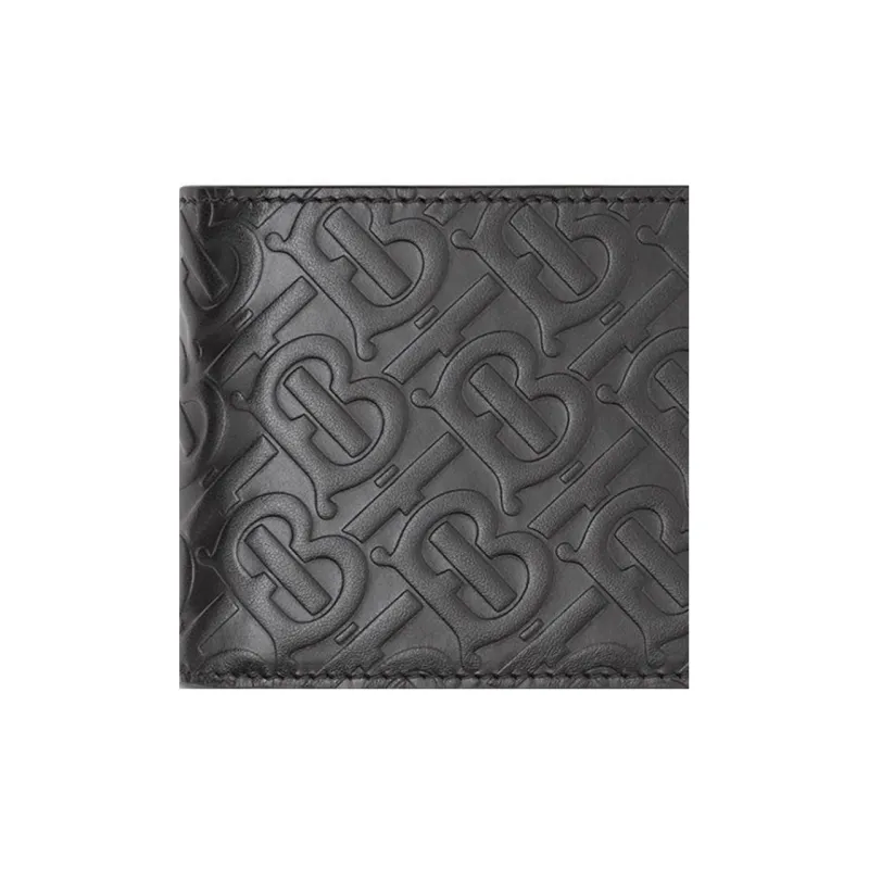 Burberry Cow Leather Double-Fold Wallet Men's Black-3