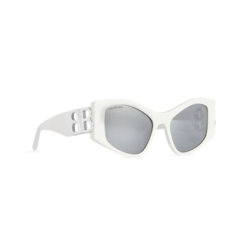 Balenciaga Acetate Irregular Shape Sunglasses Women's White-1