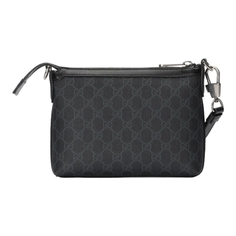 GUCCI Canvas With Leather Canvas Bag Messenger Bag Shoulder Bag Crossbody Bag Men's Black-3